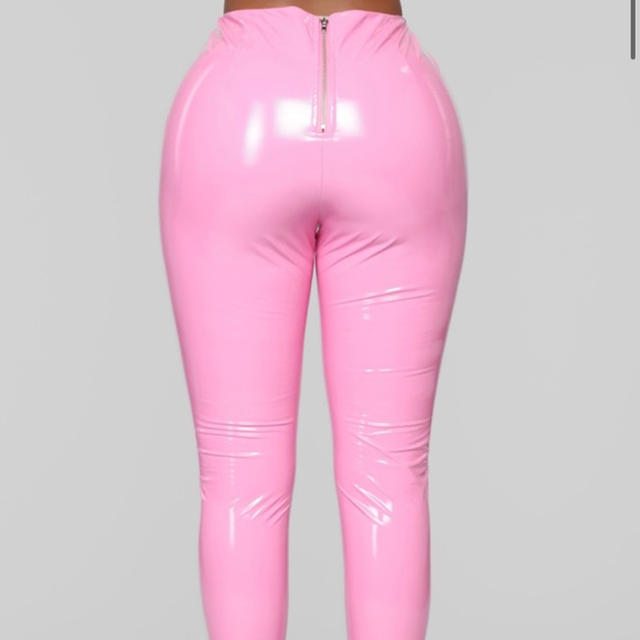 Sexy High Rise Pink Vinyl/Latex Pants - Picture 4 of 7